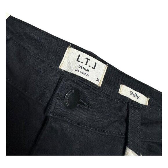 LTJ DENIM Sicily Los Angeles Wide Leg Flare Raw Hem Capri Denim Black Jean 31x25 - Picture 2 of 6